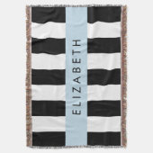 Zwart-witte strepen, Gestreept, Lijnen, Jouw naam Deken (Voorkant Verticaal)
