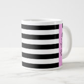Zwart-witte strepen, Gestreept, Lijnen, Jouw naam Extra Grote Mok (Voorkant rechts)