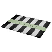 Zwart-witte strepen, Gestreept, Lijnen, Jouw naam Snijplank (Hoek)