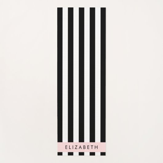 Zwart-witte strepen, Gestreept, Lijnen, Jouw naam Yogamat (Voorkant)