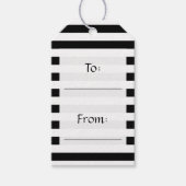 Zwart-witte strepen, gestreept patroon, lijnen cadeaulabel (Voorkant)