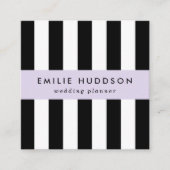 Zwart-witte strepen, gestreept patroon, lijnen vierkante visitekaartje (Voorkant)