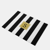 Zwart-witte strepen, Gestreept Patroon, Monogram Deurmat (Schuin)
