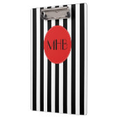 Zwart-witte strepen, Gestreept Patroon, Monogram Klembord (Links)
