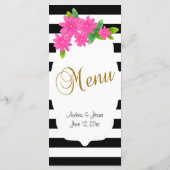 Zwart-witte strepen, goud | Roze menu (Achterkant)