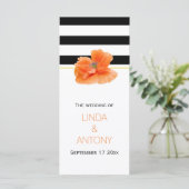 Zwart witte strepen, koraal papaver bruiloft progr programma (Staand voorkant)