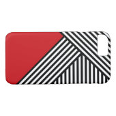 Zwart-witte strepen met rode driehoek Case-Mate iPhone case (Achterkant (Horizontaal))