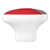 Zwart-witte strepen met rode driehoek keramische knop (Zijkant)