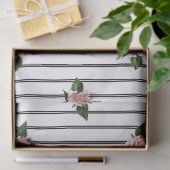 Zwart-witte strepen met roze rozen ontkoppeling tissuepapier (Geschenk)