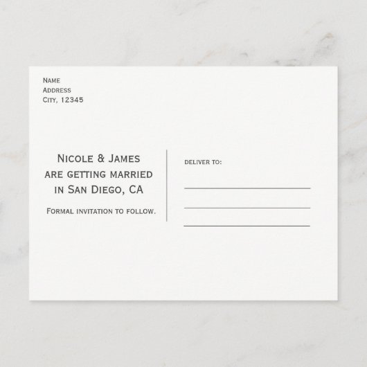 Zwart-witte strepen Moderne afbeelding opslaan Dat Aankondigingskaart (Achterkant)