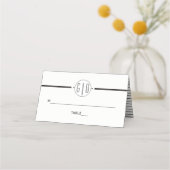 Zwart witte strepen monogram bruiloft gevouwen esc (Voorkant)