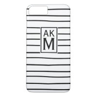Zwart-witte strepen Monogram iPhone 7 Plus Hoesje