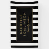 Zwart-witte strepen Salon Banner (Verticaal)
