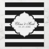 Zwart-witte strepen- Save the Date Wijn Etiket (Enkel label)