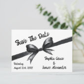 Zwart-witte strik | Elegante bruiloft | monochroom Save The Date (Staand voorkant)