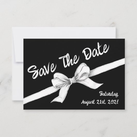 Zwart-witte strik | Elegante bruiloft | monochroom Save The Date (Voorkant)