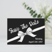 Zwart-witte strik | Elegante bruiloft | monochroom Save The Date (Staand voorkant)