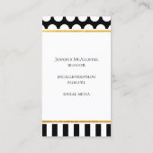 Zwart-witte stripe poka Dot Gold Monogram Visitekaartje (Achterkant)