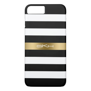 Zwart-witte Stripes Gold Accent iPhone 8 Plus / 7 Plus Hoesje
