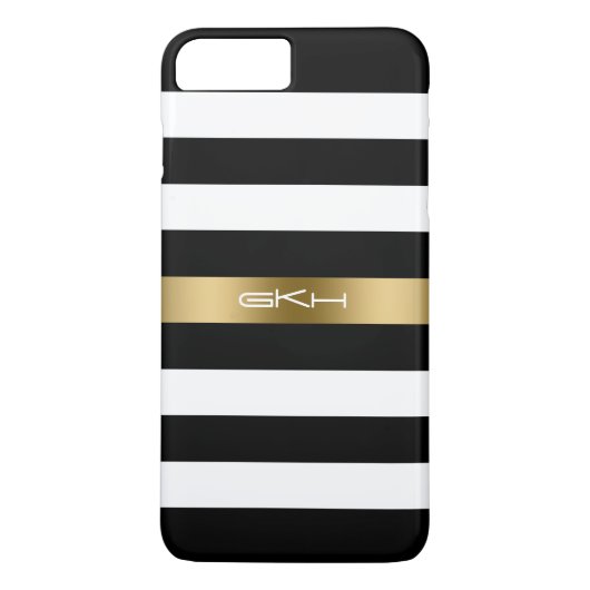 Zwart-witte Stripes Gold Accent Case-Mate iPhone Case (Achterkant)