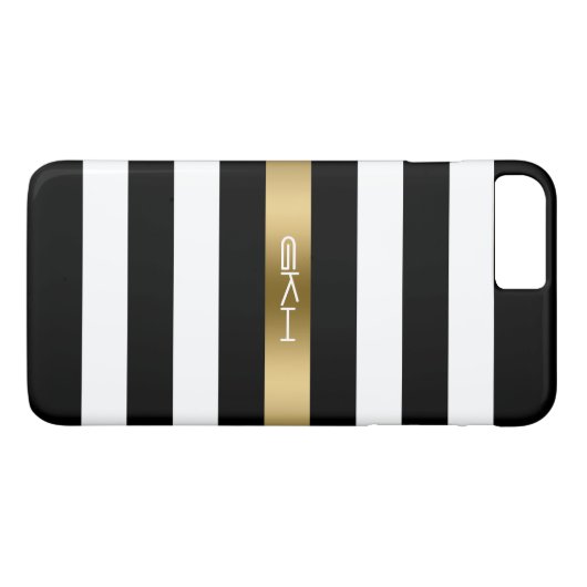 Zwart-witte Stripes Gold Accent Case-Mate iPhone Case (Achterkant (Horizontaal))