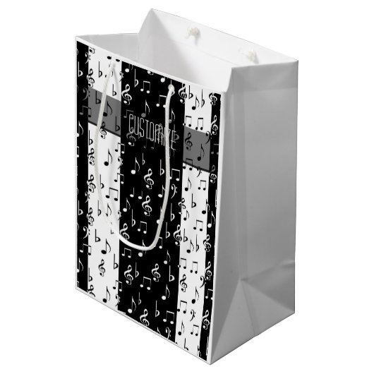 Zwart-witte strips Gift Bag 2 Medium Cadeauzakje (Voorkant Gekanteld)