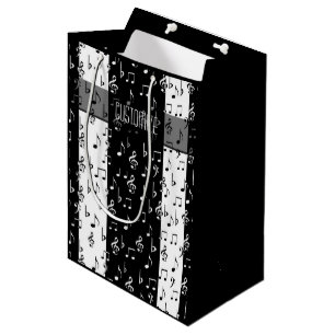 Zwart-witte strips Gift Bag Medium Cadeauzakje