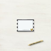 Zwart-witte strips Gold Heart Post-it® Notes (Op bureau)