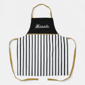 Zwart-witte strips Gold Trim op maat Schort (Voorkant)