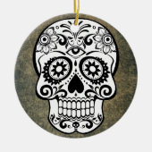 Zwart-witte suiker Schildertje Rond Ornament (Voorkant)