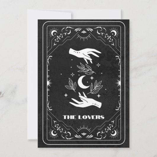 Zwart Witte Tarot De Geliefden Huwelijk Save The Date (Achterkant)