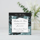 Zwart Witte Teal Bewaar De Datum Save The Date (Staand voorkant)