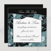 Zwart Witte Teal Save The Date (Voorkant / Achterkant)