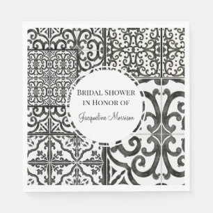 Zwart Witte Tegel Patroon Rustiek Boerderij Vrijge Servet