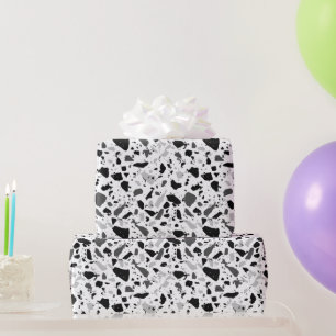 Zwart-witte Terrazzo Cadeaupapier