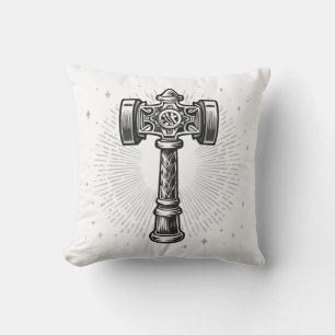 Zwart-witte Thor's Hamer Mjolnir Kussen