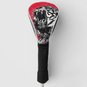 ZWART-WITTE TIGER GOLF HOOFDHOES IN ROOD GOLFHEADCOVER (Voorkant)