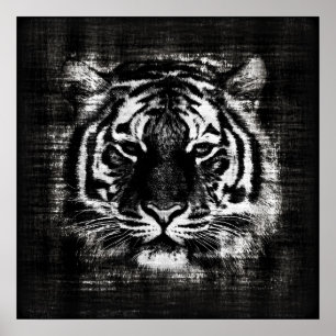 Zwart-witte Tiger Vintage-affiches Poster