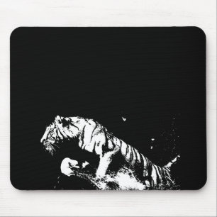 Zwart-witte tijger Pop Art Mousepad Muismat