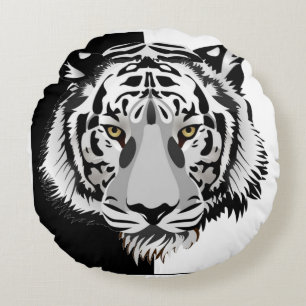 Zwart Witte Tijger Rond Kussen
