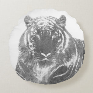 Zwart-Witte Tijger Rond Kussen