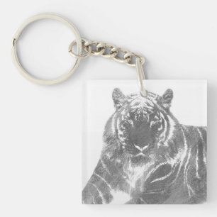 Zwart-Witte Tijger Sleutelhanger