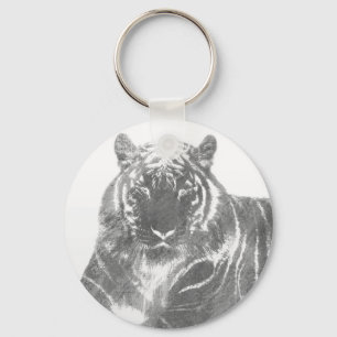 Zwart-Witte Tijger Sleutelhanger