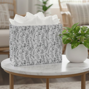 Zwart Witte Toile Bloemig Elegant Groot Cadeauzakje