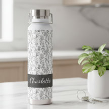 Zwart Witte Toile Bloemige Aangepaste Naam