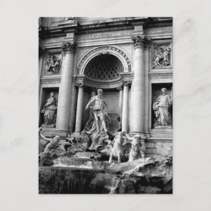 Zwart Witte Trevi Fontein Rome Reizen Fotografie Feestdagenkaart