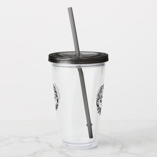 Zwart-witte tribaal acryl drinkbeker (Links)