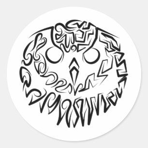 Zwart-witte tribaal ronde sticker