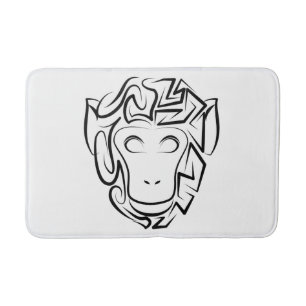 Zwart-witte tribale aap badmat