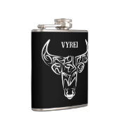 Zwart-witte tribale bull / Ox Heupfles (Rechts)